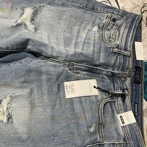 Judy blue de-stressed splatter painted jeans